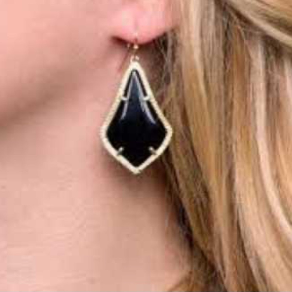 Kendra Scott Black and Gold Geometric Earrings - Picture 2 of 3
